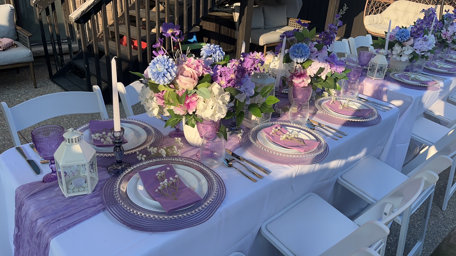 Outdoor hibachi catering table setup for a summer group event in Toronto