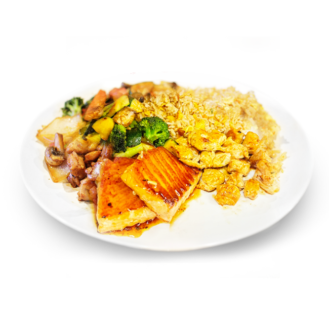 Salmon hibachi menu option for a Mississauga group dinner catering event