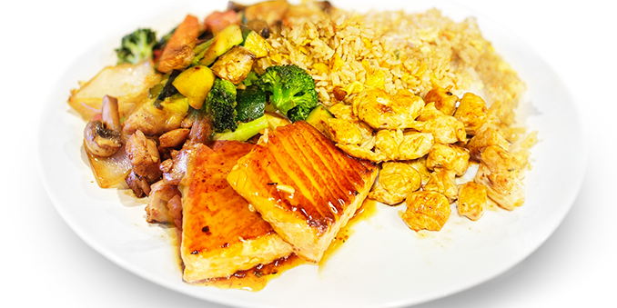 Salmon hibachi menu option for a Mississauga group dinner catering event