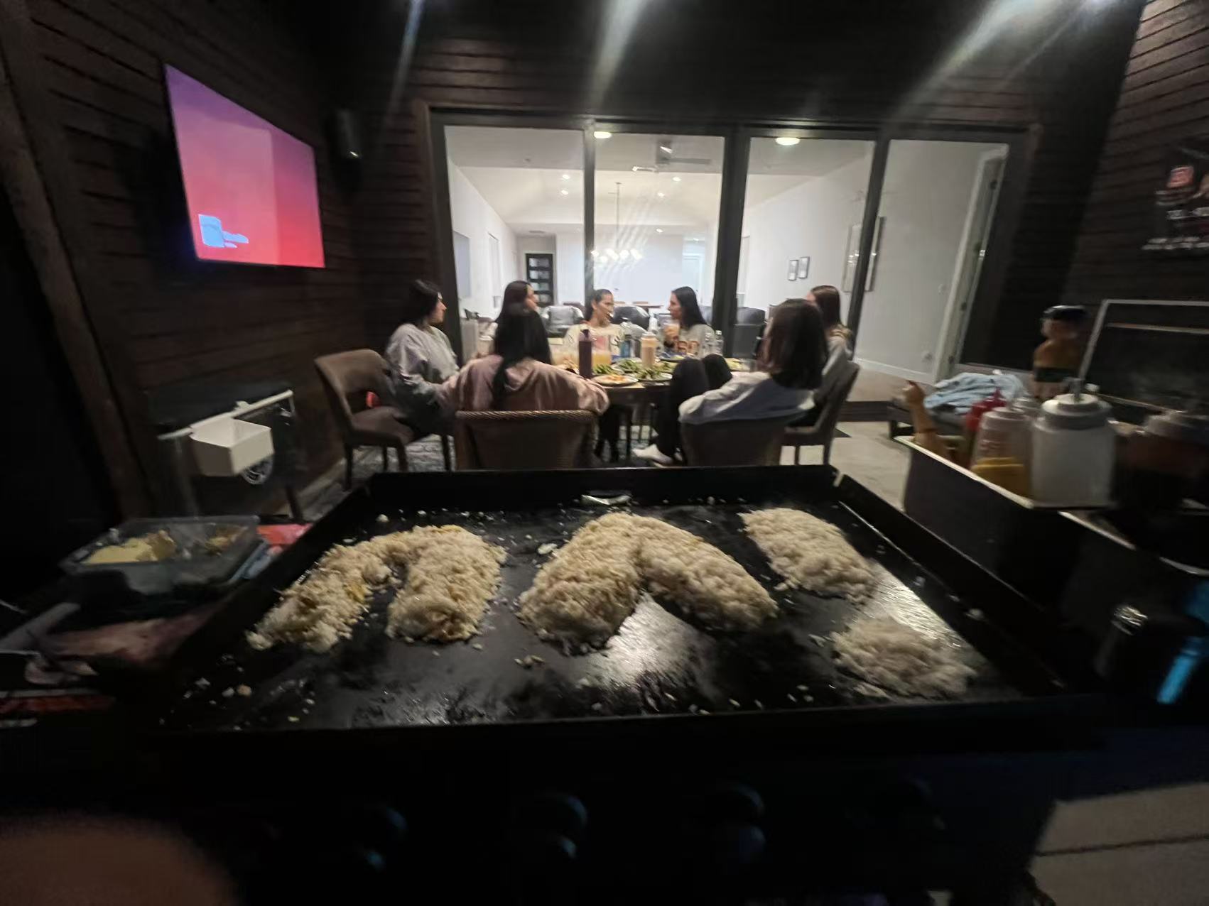 Private hibachi chef setup for a small evening dinner party in Vaughan
