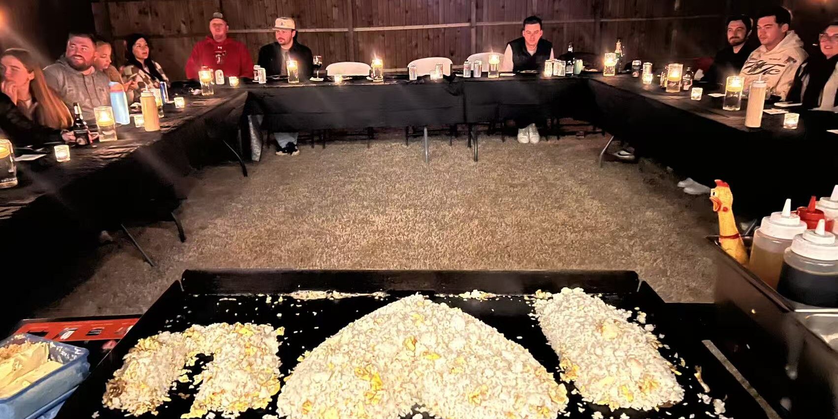 Hibachi grill setup for a small corporate dinner group in North York