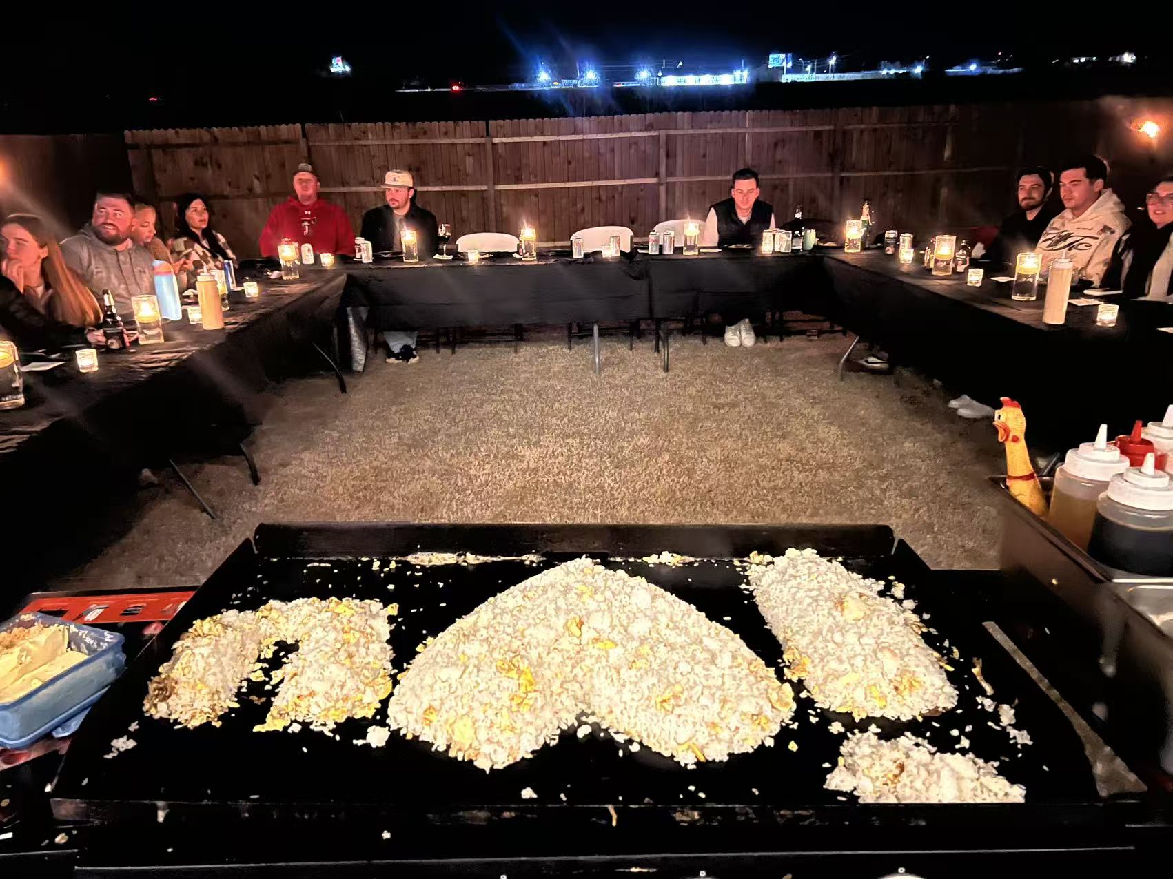 Hibachi grill setup for a small corporate dinner group in North York